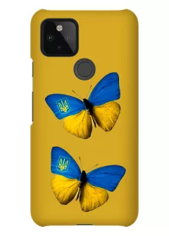 Противоударный пластиковый чехол для Pixel 4A 5G - Бабочки из флага Украины