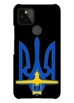 Противоударный пластиковый чехол для Pixel 4A 5G с актуальным дизайном - Байрактар + Герб Украины
