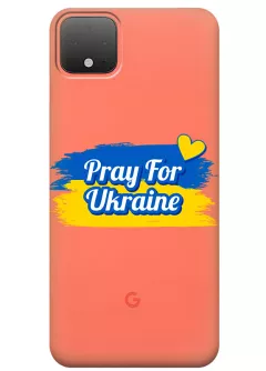 Чехол для Pixel 4 XL "Pray for Ukraine" из прозрачного силикона