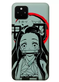 Google Pixel 5 чехол силиконовый прозрачный - Demon Slayer Незуко Камадо