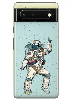Пиксель 6А прозрачный силиконовый чехол с принтом - Веселый космонавт