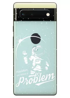 Пиксель 6А прозрачный силиконовый чехол с принтом - Космонавт с проблемой