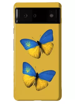 Противоударный пластиковый чехол для Pixel 6A - Бабочки из флага Украины