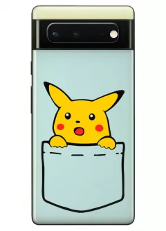 Пиксель 6А чехол Pokemon Пикачу в кармане из прозрачного силикона