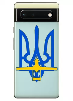 Чехол для Pixel 6A с актуальным дизайном - Байрактар + Герб Украины