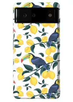 Радостный противоударный пластиковый чехол для Google Pixel 6 с принтом - Туканы и лимоны