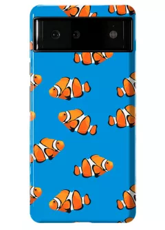 Pixel 6 противоударный пластиковый чехол с рыбками