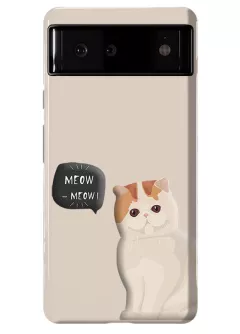 Pixel 6 противоударный пластиковый чехол с котиком