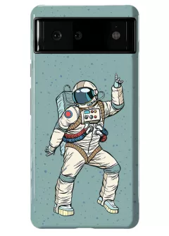 Пиксель 6 противоударный пластиковый чехол с принтом - Веселый космонавт
