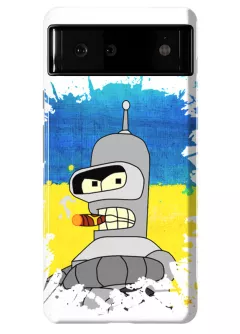 Веселый патриотический противоударный пластиковый чехол на Pixel 6 - Бендер за Украину