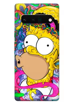 Наладка для Google Pixel 6 Pro из силикона - The Simpsons Симпсоны кремовый Гомер Симпсон с донатом в мозгах