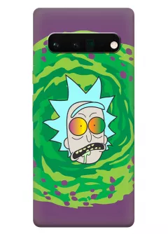 Наладка для Пиксель 6 Про из силикона - Rick and Morty Рик и Морти голова профессора на фоне портала