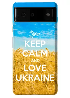 Бампер протиударный с пластику на Google Pixel 6 Pro с патриотическим дизайном - Keep Calm and Love Ukraine