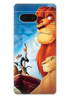 Google Pixel 7 чехол Король Лев - Симба и Лана с героями мультфильма