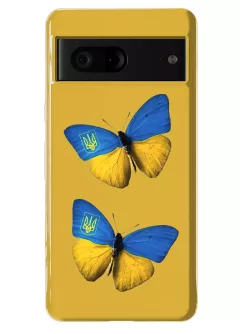 Противоударный пластиковый чехол для Pixel 7 - Бабочки из флага Украины