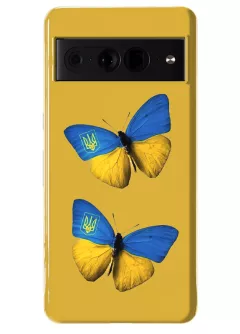 Противоударный пластиковый чехол для Pixel 7 Pro - Бабочки из флага Украины