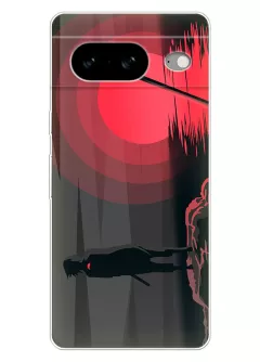 Чехол для Google Pixel 8 - Наруто и Боруто, Итачи Учиха смотрит на кровавое солнце вектор-арт