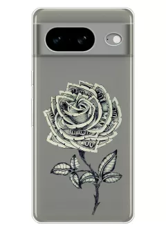 Силиконовый прозрачный чехол для Pixel 8 - Роза из долларов