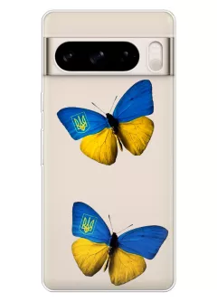 Чехол для Pixel 8 Pro из прозрачного силикона - Бабочки из флага Украины