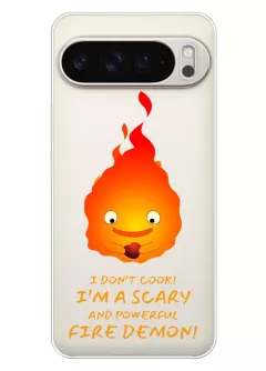 Google Pixel 9 Pro XL чехол с картинкой из аниме из прозрачного силикона - Ходячий замок Кальцифер