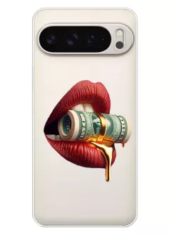 Силиконовый прозрачный чехол для Pixel 9 Pro XL - Доллары во рту