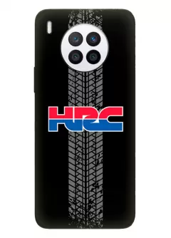 Huawei Nova 8i чехол из силикона - Honda Хонда логотип HRC красное-синее название и следы шин колеса вектор-арт