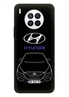Huawei Nova 8i чехол силиконовый - Hyundai Хендай Хюндай логотип и автомобиль машина Elanta Solaris Sonata Accent Aslan Avante Aura Celesta Veloster вектор-арт купе седан с номерным знаком - Дизайн 2
