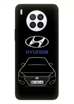 Huawei Nova 8i чехол из силикона - Hyundai Хендай Хюндай логотип и автомобиль машина Creta Santa Fe Tucson Kona Maxcruz Venue вектор-арт кроссовер внедорожник с номерным знаком - Дизайн 1