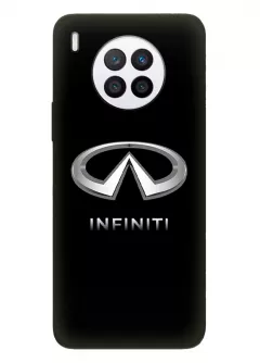 Huawei Nova 8i чехол из силикона - Infiniti Инфинити классический логотип крупным планом с серебряным названием