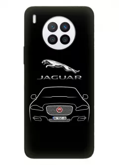 Чехол для Huawei Nova 8i из силикона - Jaguar Ягуар логотип и автомобиль машина F-Type I-Pace X-Type XF XE XK XJ вектор-арт купе седан с номерным знаком