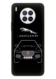 Чехол для Huawei Nova 8i из силикона - Jaguar Ягуар логотип и автомобиль машина F-Pace E-Pace I-Pace вектор-арт кроссовер внедорожник с номерным знаком