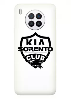Чехол для Huawei Nova 8i из силикона - Kia Киа Кия Sorento Club черный логотип вектор-арт на белом фоне белый чехол