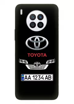 Чехол для Хуавей Нова 8и из силикона - Toyota Тойота классический логотип крупным планом с номерным знаком и передней частью кузова