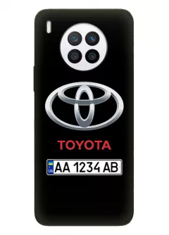 Чехол для Хуавей Нова 8и из силикона - Toyota Тойота классический логотип крупным планом с номерным знаком и названием