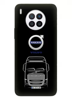 Наладка для Хуавей Нова 8и из силикона - Volvo Вольво логотип и автомобиль машина вектор-арт фура грузовик трак белый (Дизайн 2)