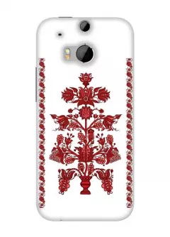 Купить красивый чехол для HTC One M8 в виде украинской вышиванки - Red flowers