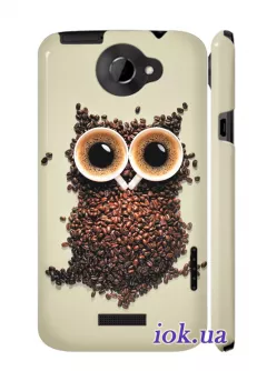 Накладка на HTC One X - Сова из кофе