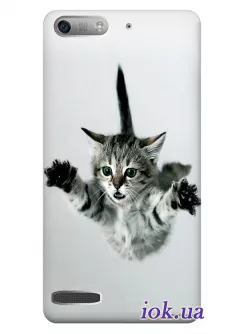 Серый чехол для Huawei Ascend G6 с котом