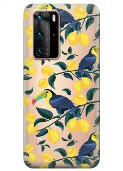 Чехол прозрачный для Huawei P40 Pro - Туканы и лимоны