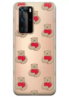 Чехол прозрачный для Huawei P40 Pro - Влюбленные медведи