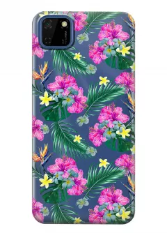 Чехол прозрачный для Huawei Y5p - Тропические цветы