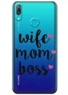 Чехол для Huawei Y7 (2019) - Wife, Mom, Boss