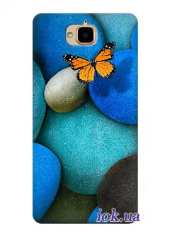 Чехол для Huawei Y6 Pro - Камни и бабочка