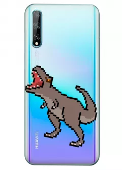 Прозрачный чехол для Huawei Y8p - Пиксельный динозавр