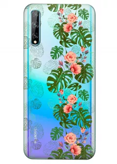 Прозрачный чехол для Huawei Y8p - Тропические листья