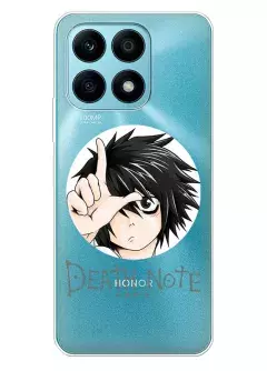 Huawei Honor X8a чехол из прозрачного силикона - Death Note лого с Эл