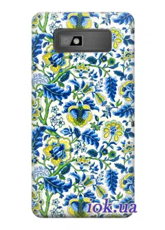 Чехол для HTC Desire 600 - Синие цветы 