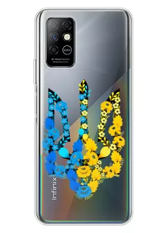 Чехол для Infinix Note 8 из прозрачного силикона - Герб Украины в цветах