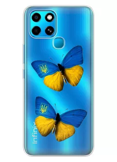 Чехол для Infinix Smart 6 из прозрачного силикона - Бабочки из флага Украины