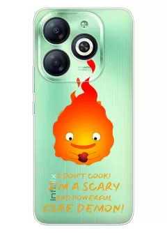 Infinix Smart 8 Plus чехол с картинкой из аниме из прозрачного силикона - Ходячий замок Кальцифер